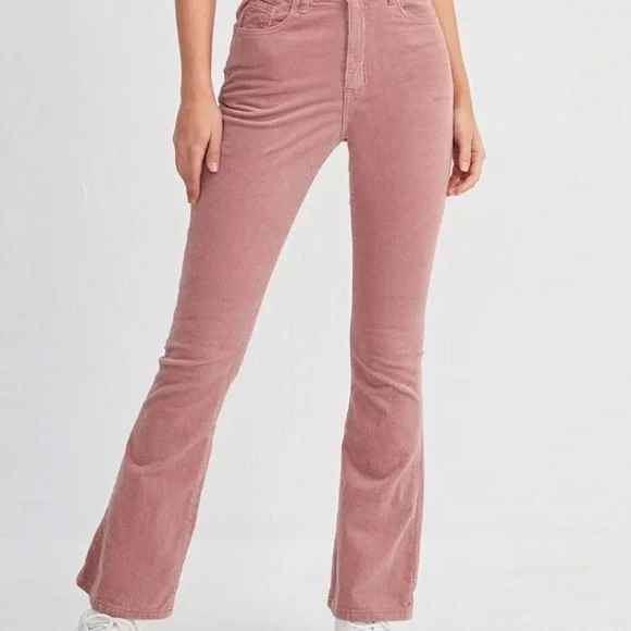 High waist flare leg corduroy pant dusty pink - Picture 2 of 6